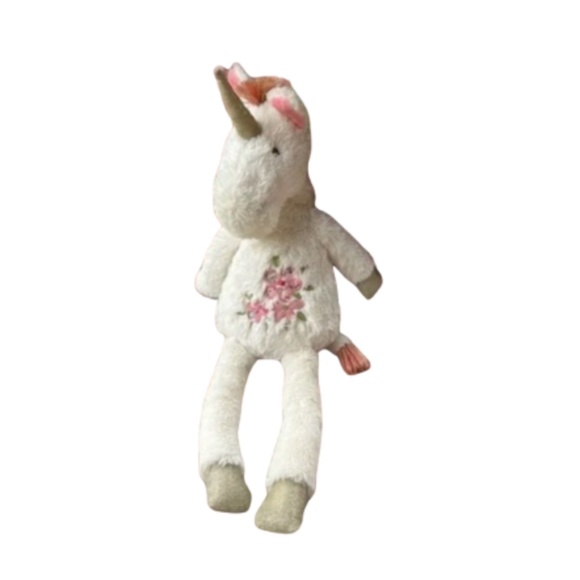 🥳 $5 Bundle Item PIER 1 Imports Unicorn Flora Wht Plush Emb Flwrs NWT - Picture 1 of 8